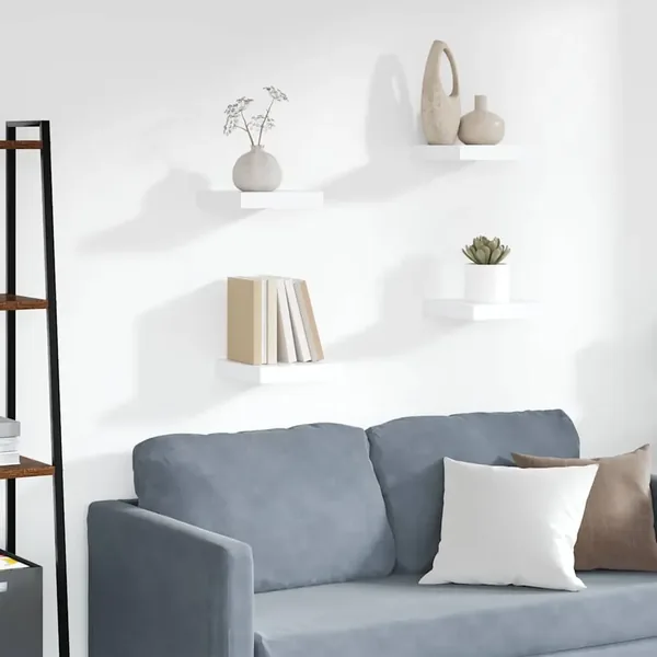 Étagères murales flottantes 4 pcs blanc 23x23,5x3,8 cm MDF