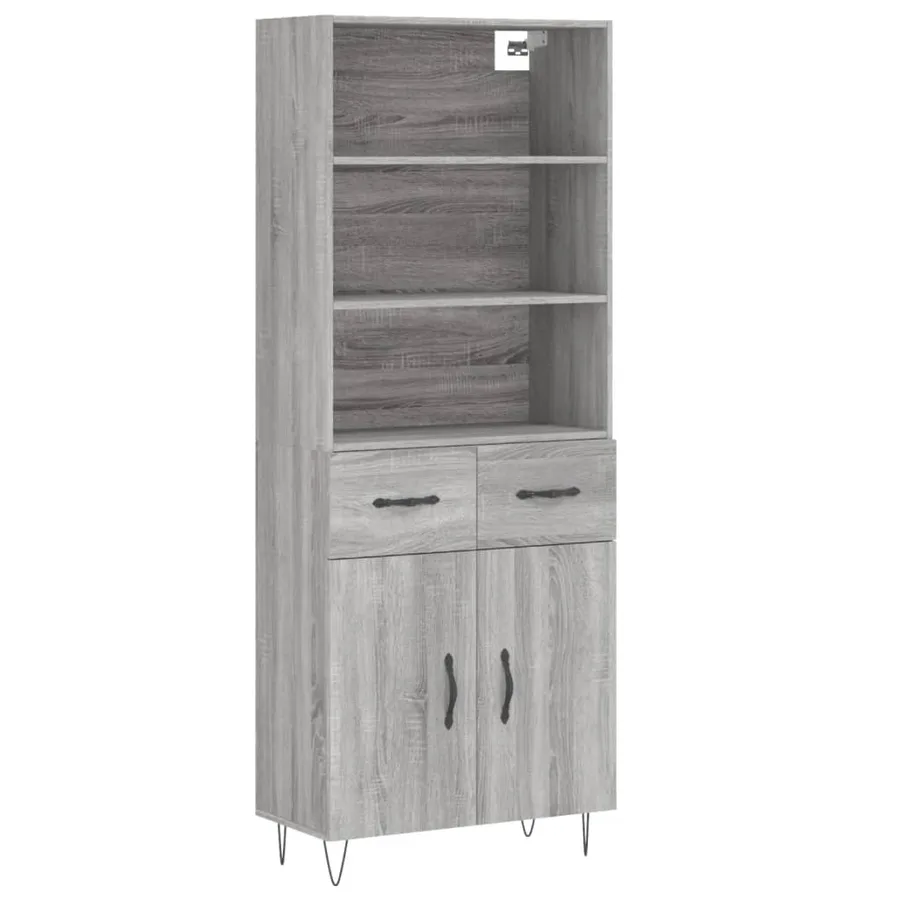 Buffet haut Sonoma gris 69,5x34x180 cm Bois d'ingénierie - 2