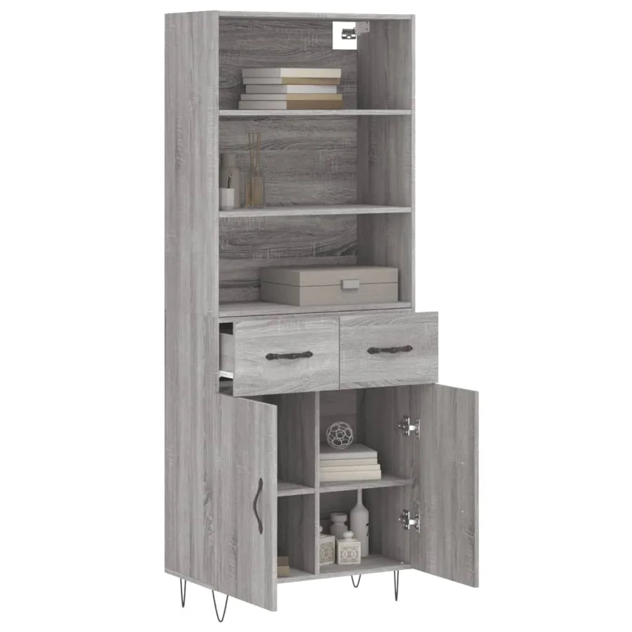 Buffet haut Sonoma gris 69,5x34x180 cm Bois d'ingénierie - 3