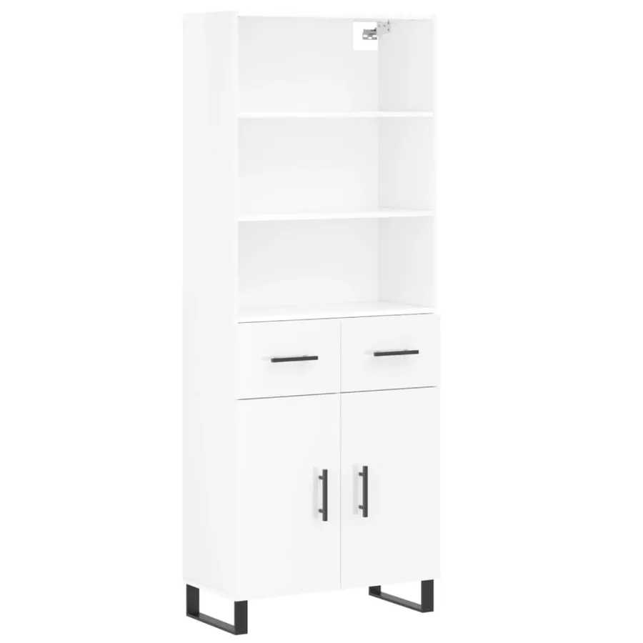 Buffet haut Blanc brillant 69,5x34x180 cm Bois d'ingénierie - 2