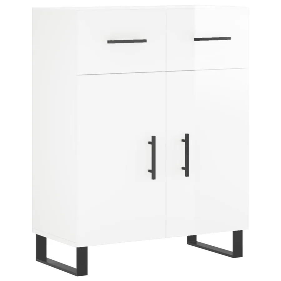Buffet haut Blanc brillant 69,5x34x180 cm Bois d'ingénierie - 7