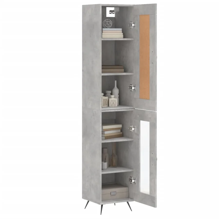 Buffet haut Gris béton 34,5x34x180 cm Bois d'ingénierie - 3