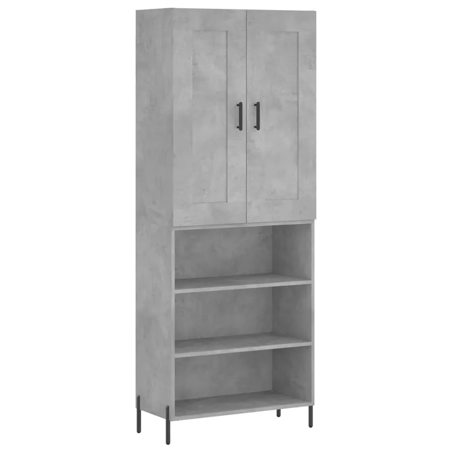 Buffet haut Gris béton 69,5x34x180 cm Bois d'ingénierie - 2