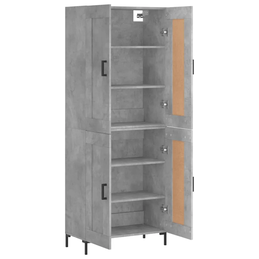 Buffet haut Gris béton 69,5x34x180 cm Bois d'ingénierie - 4