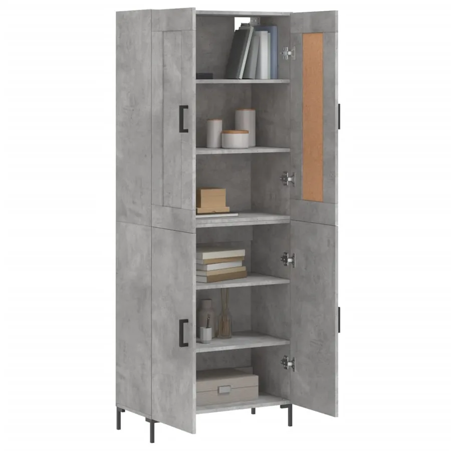 Buffet haut Gris béton 69,5x34x180 cm Bois d'ingénierie - 3