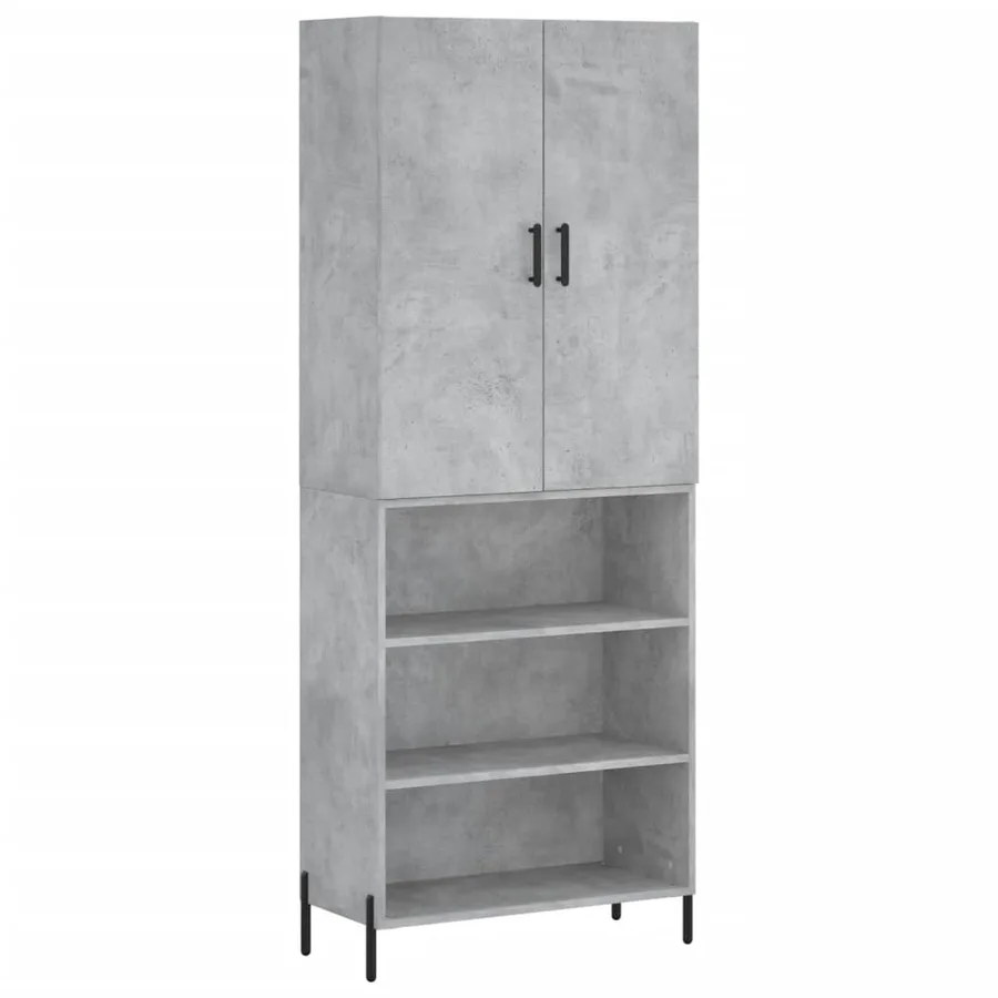 Buffet haut Gris béton 69,5x34x180 cm Bois d'ingénierie - 2