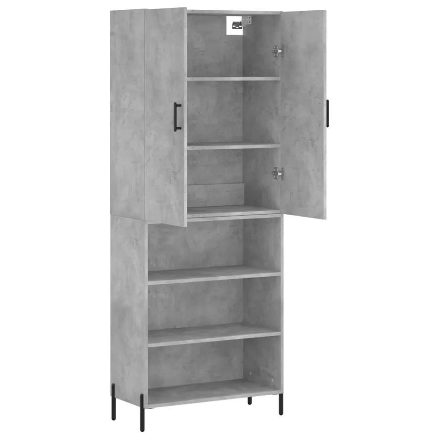 Buffet haut Gris béton 69,5x34x180 cm Bois d'ingénierie - 4