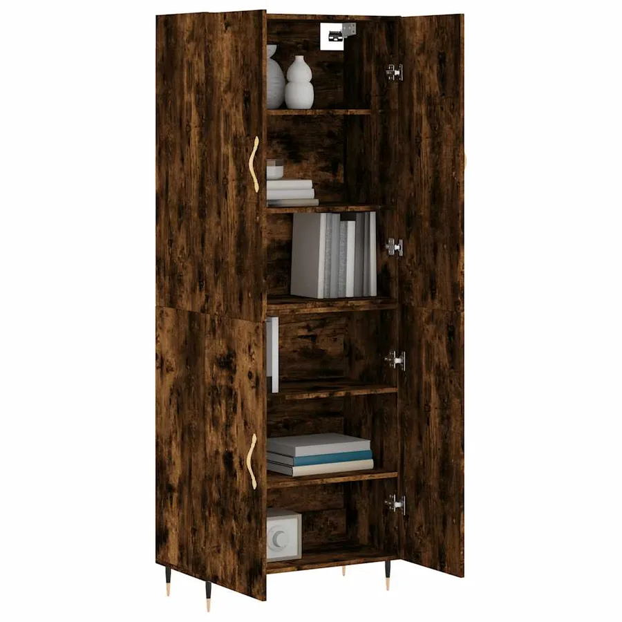 Buffet haut Chêne fumé 69,5x34x180 cm Bois d'ingénierie - 3