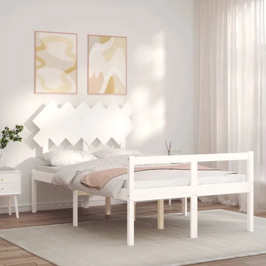 Lit pour personne âgée sans matelas blanc bois massif - 3