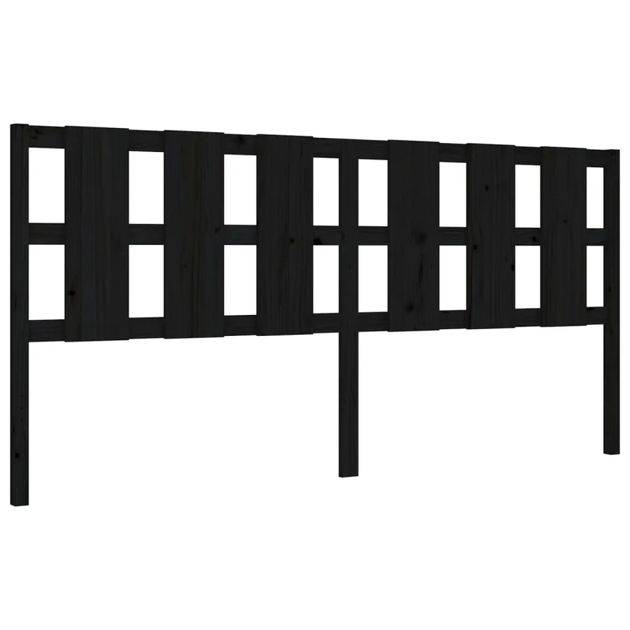 Cadre de lit sans matelas noir 200x200 cm bois massif de pin - 8