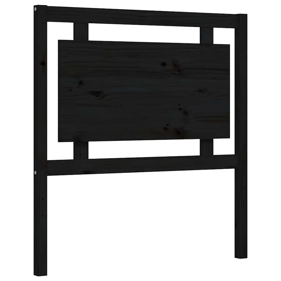 Cadre de lit sans matelas noir bois de pin massif - 8