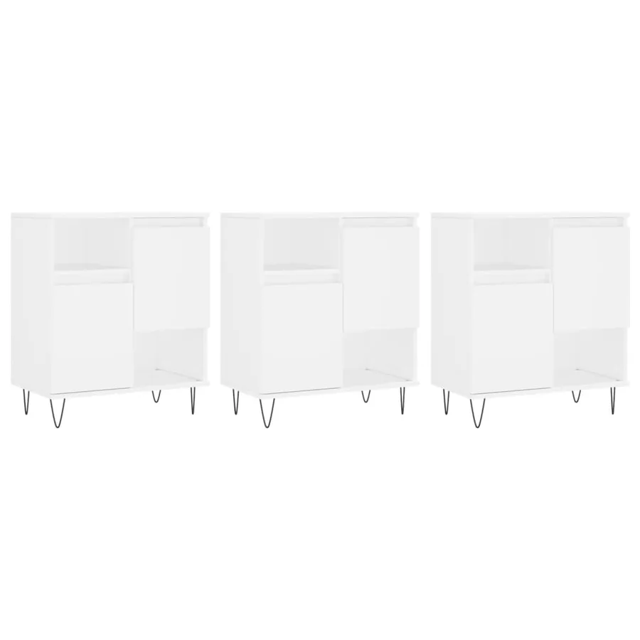 Buffets 3 pcs Blanc Bois d'ingénierie - 2