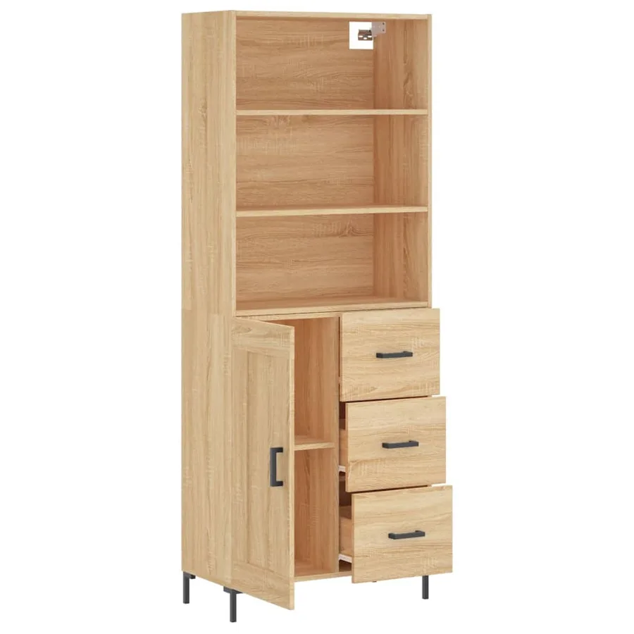 Buffet haut Chêne sonoma 69,5x34x180 cm Bois d'ingénierie - 2