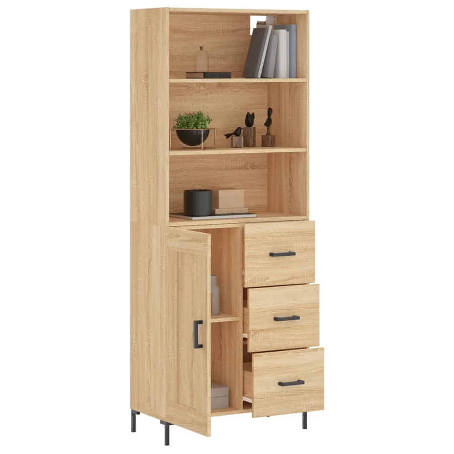 Buffet haut Chêne sonoma 69,5x34x180 cm Bois d'ingénierie - 3