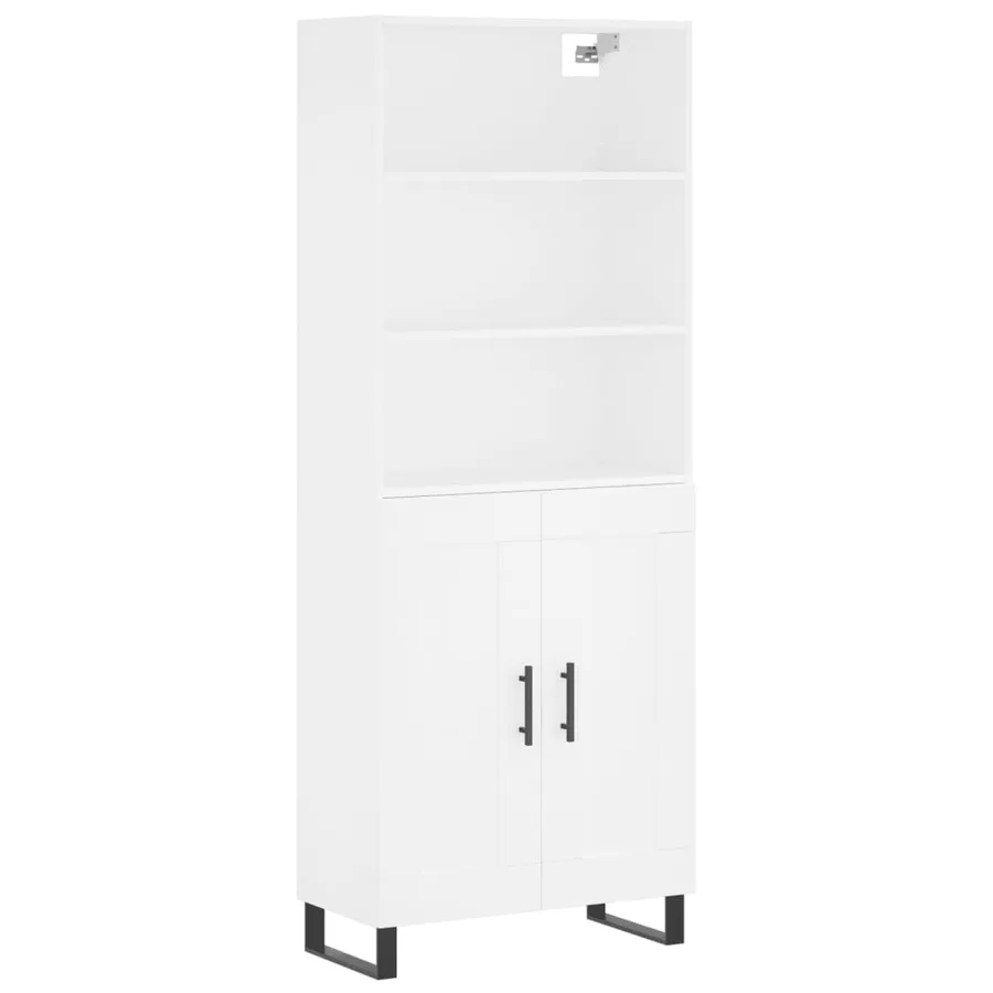 Buffet haut Blanc 69,5x34x180 cm Bois d'ingénierie - 2