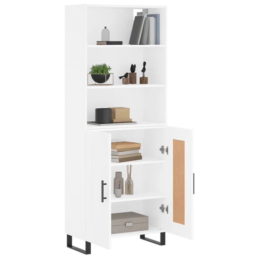 Buffet haut Blanc 69,5x34x180 cm Bois d'ingénierie - 3