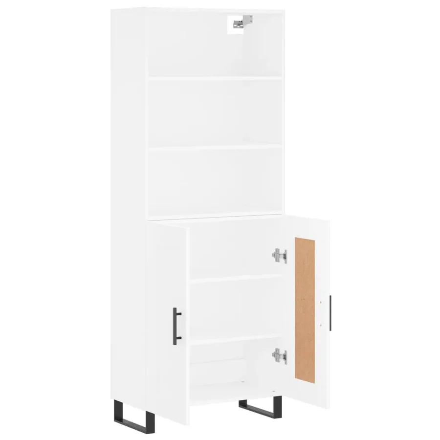 Buffet haut Blanc 69,5x34x180 cm Bois d'ingénierie - 4