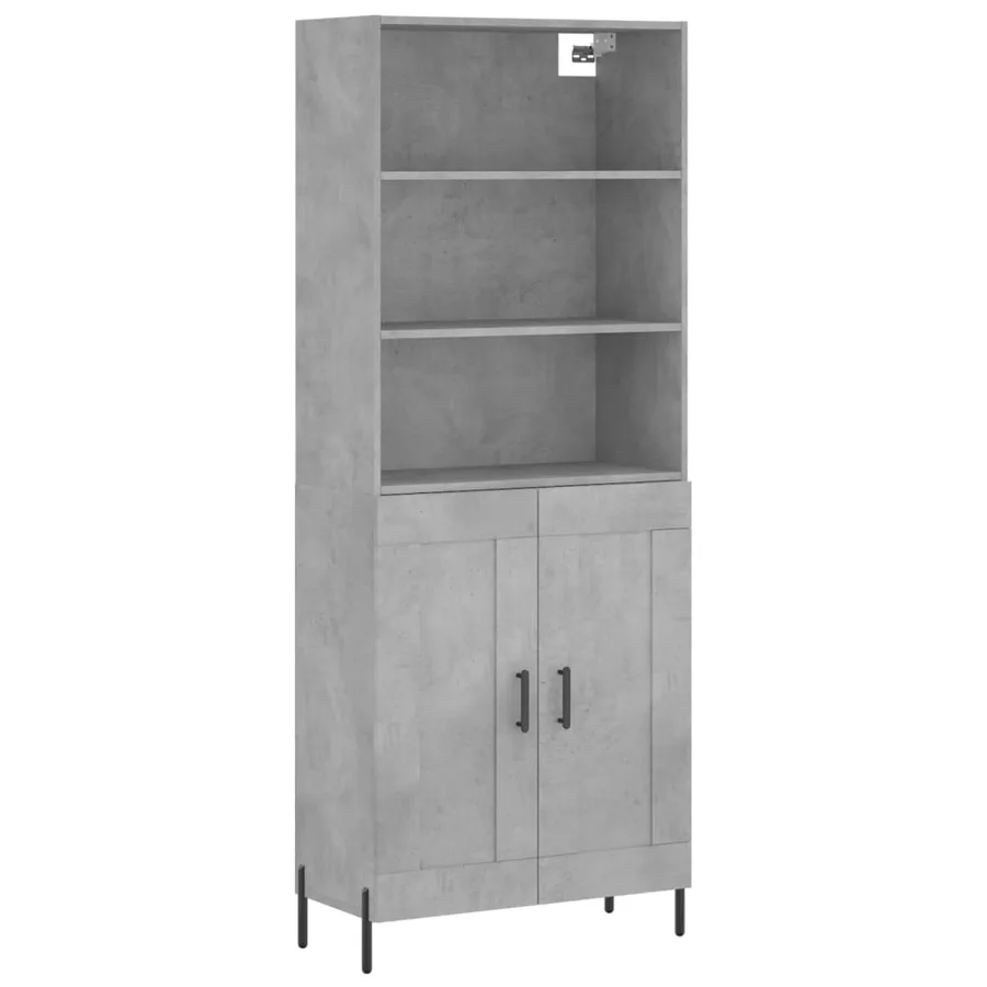 Buffet haut Gris béton 69,5x34x180 cm Bois d'ingénierie - 2