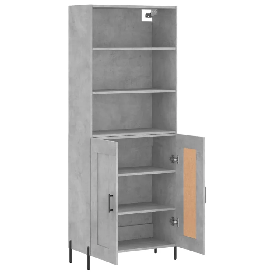 Buffet haut Gris béton 69,5x34x180 cm Bois d'ingénierie - 4