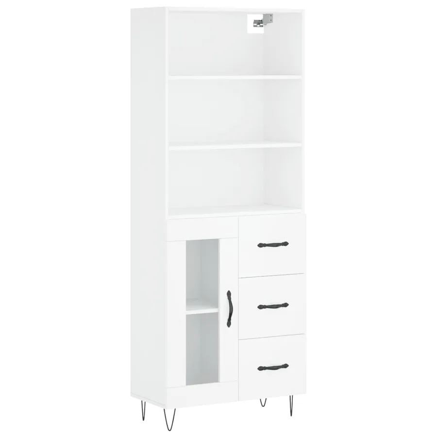 Buffet haut Blanc 69,5x34x180 cm Bois d'ingénierie - 2