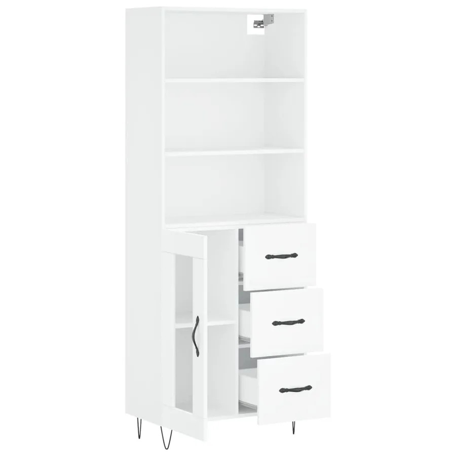 Buffet haut Blanc 69,5x34x180 cm Bois d'ingénierie - 4