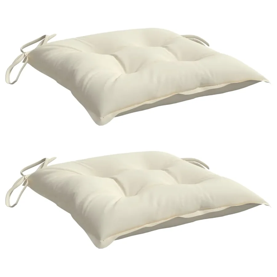 Coussins de chaise lot de 2 blanc crème 50x50x7 cm tissu oxford - 3