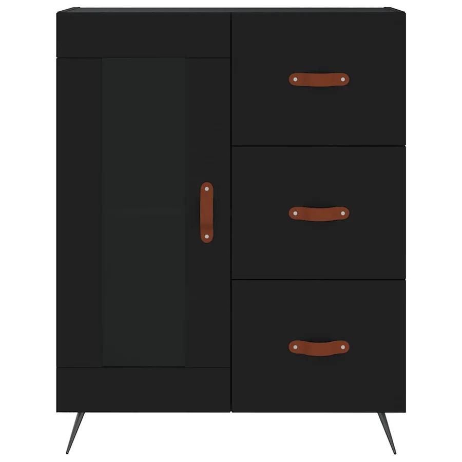 Buffet haut Noir 69,5x34x180 cm Bois d'ingénierie - 7