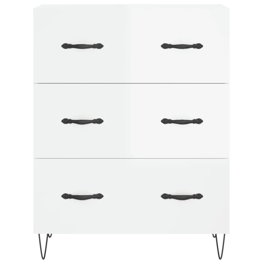 Buffet haut Blanc brillant 69,5x34x180 cm Bois d'ingénierie - 8
