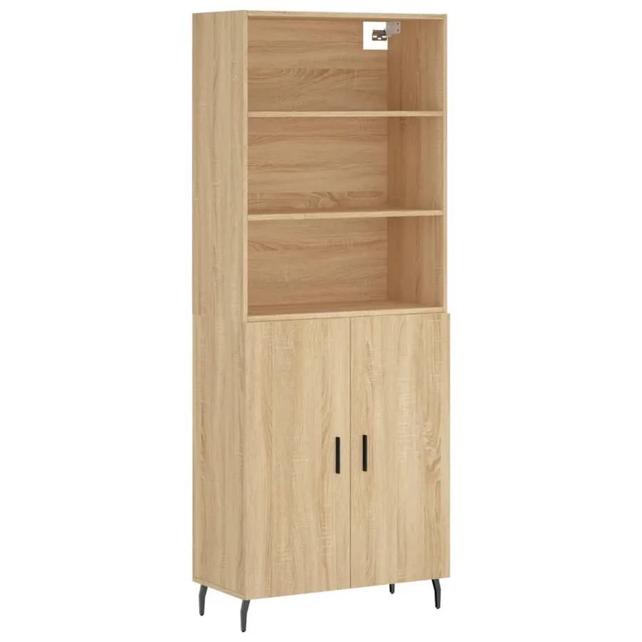 Buffet haut Chêne sonoma 69,5x34x180 cm Bois d'ingénierie - 2