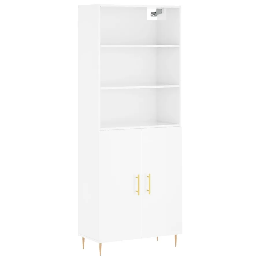 Buffet haut Blanc brillant 69,5x34x180 cm Bois d'ingénierie - 2