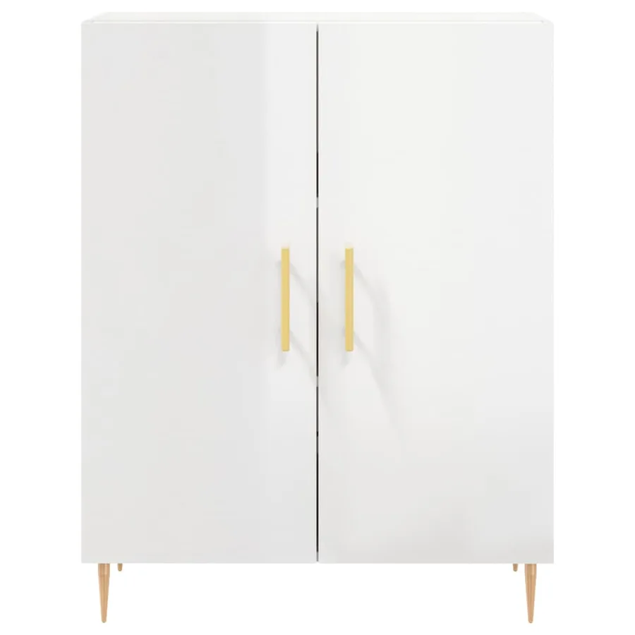 Buffet haut Blanc brillant 69,5x34x180 cm Bois d'ingénierie - 8