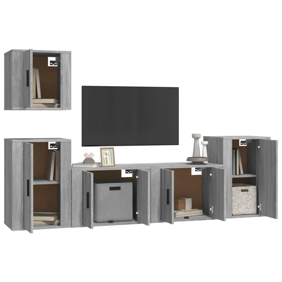 Ensemble de meubles TV 5 pcs Sonoma gris Bois d'ingénierie - 3