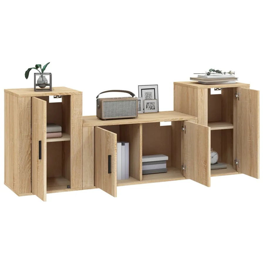Ensemble de meubles TV 3 pcs Chêne sonoma Bois d'ingénierie - 3