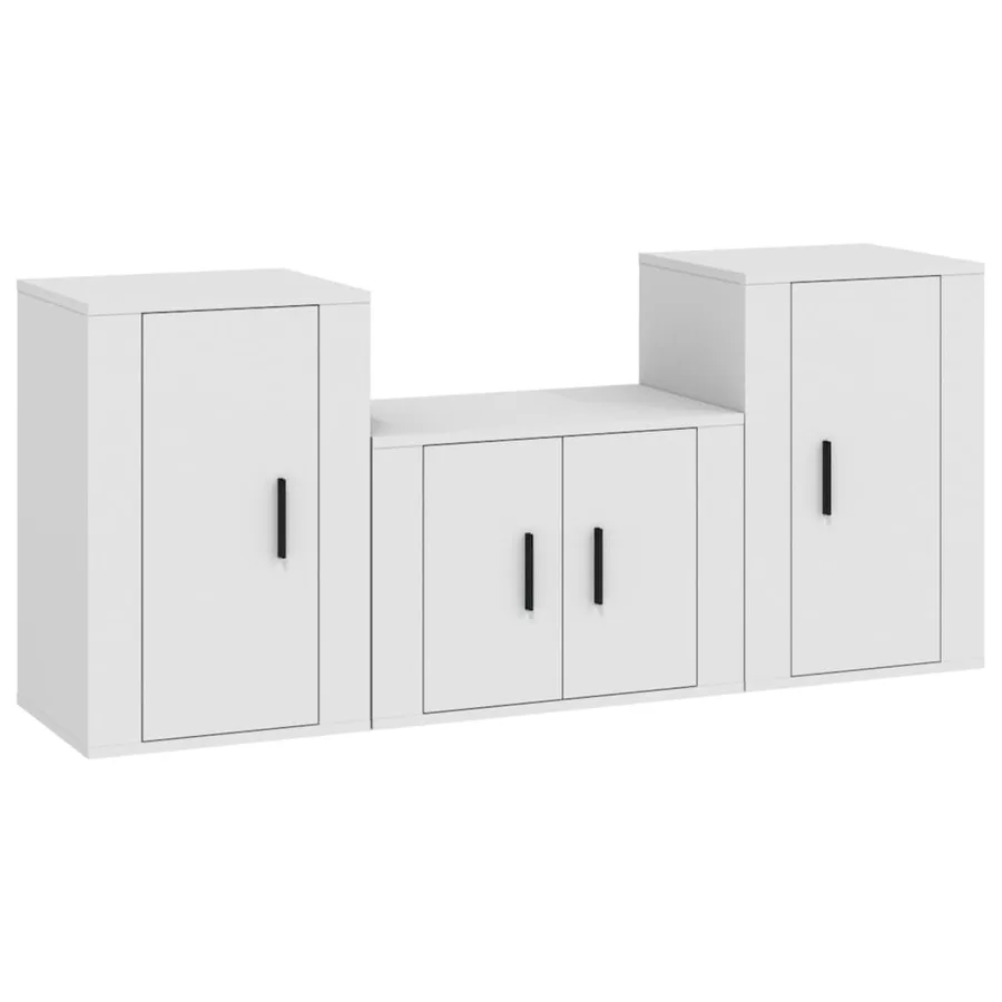 Ensemble de meubles TV 3 pcs Blanc Bois d'ingénierie - 2