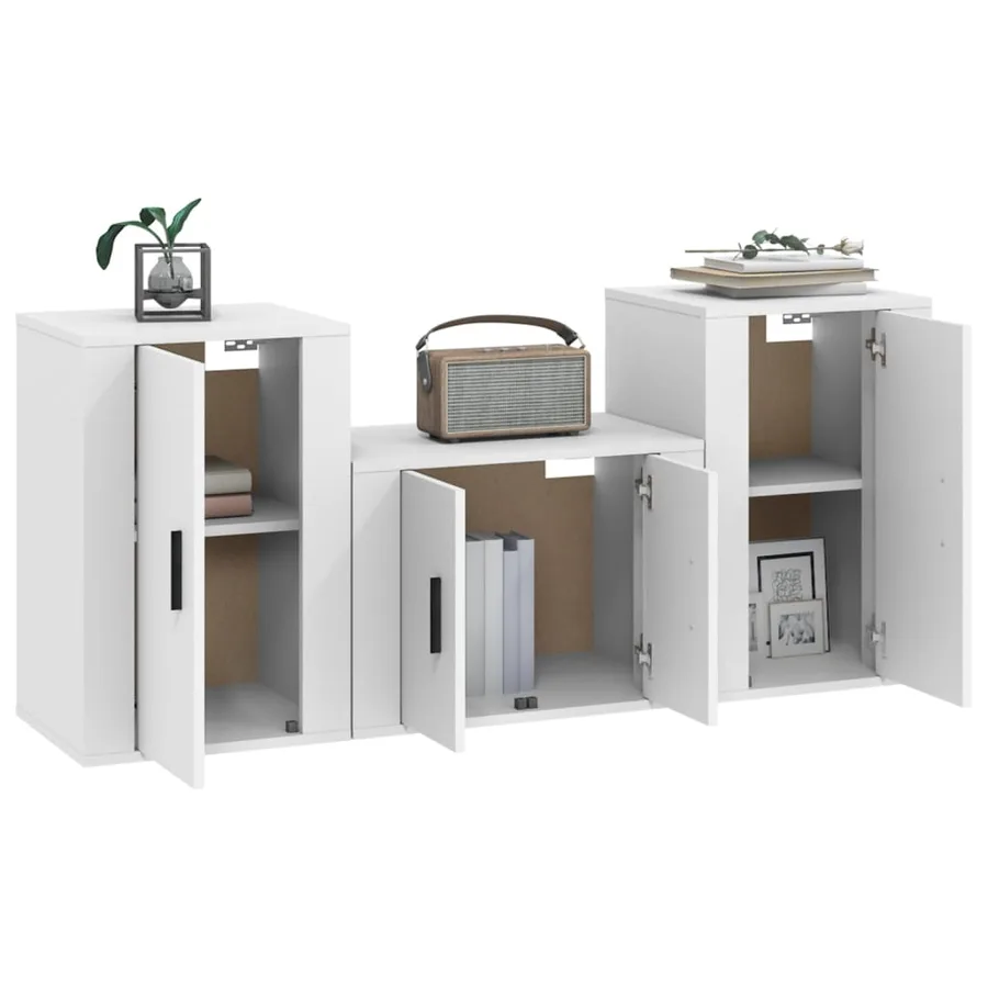 Ensemble de meubles TV 3 pcs Blanc Bois d'ingénierie - 3