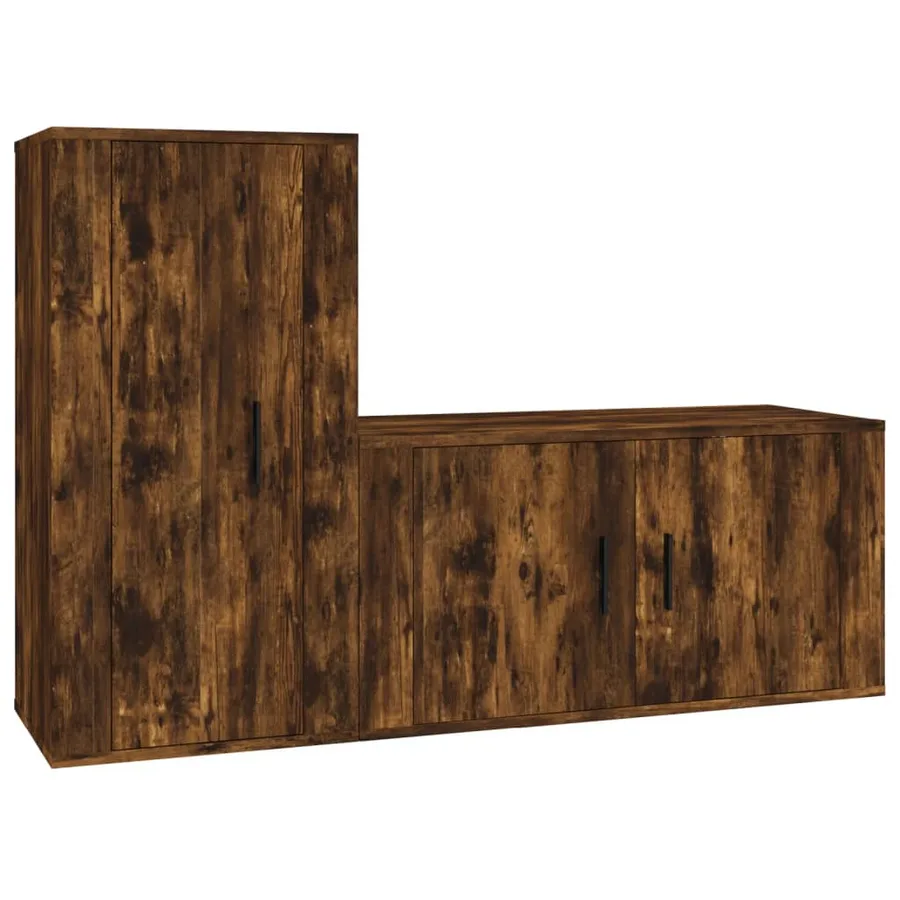 Ensemble de meubles TV 2 pcs Chêne fumé Bois d'ingénierie - 2