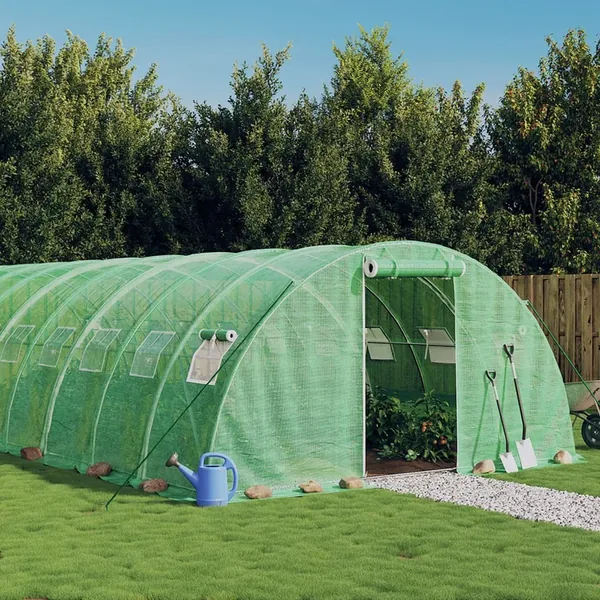 Serre avec cadre en acier vert 72 m² 18x4x2 m