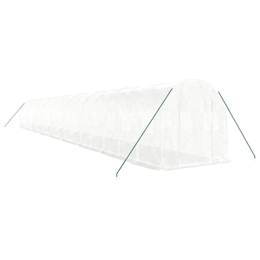 Serre avec cadre en acier blanc 36 m² 18x2x2 m - 3