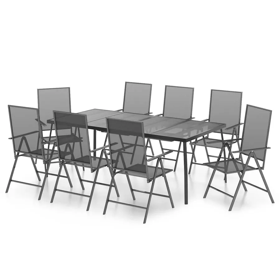 Ensemble à manger de jardin 9 pcs anthracite acier - 2