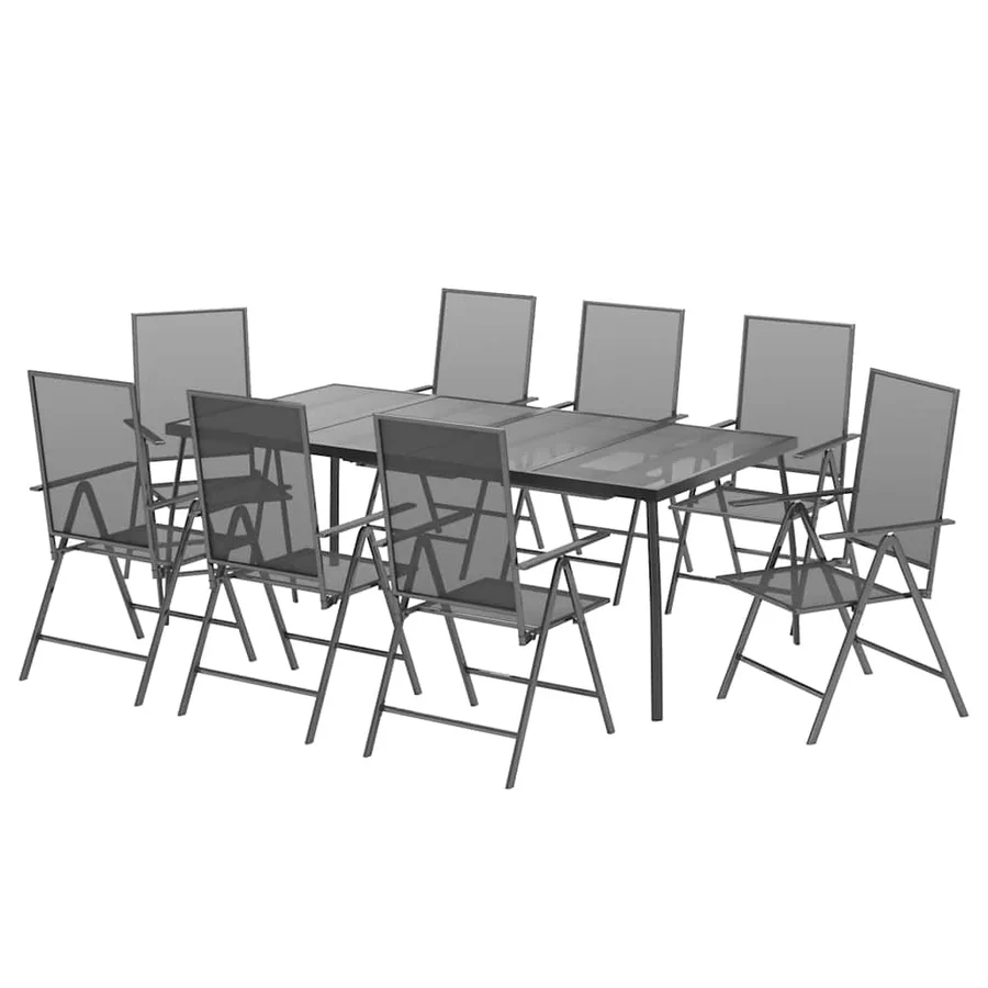 Ensemble à manger de jardin 9 pcs anthracite acier - 3