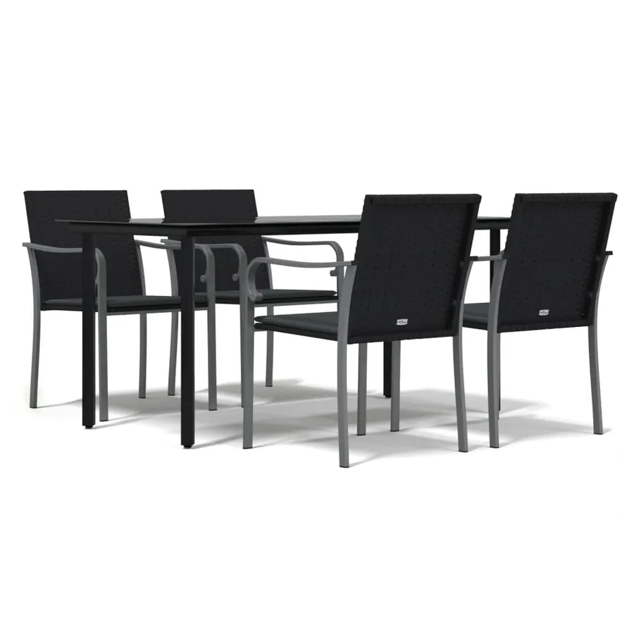 Ensemble à manger de jardin 5 pcs coussins résine tressée acier - 2