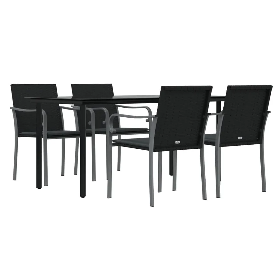Ensemble à manger de jardin 5 pcs coussins résine tressée acier - 3