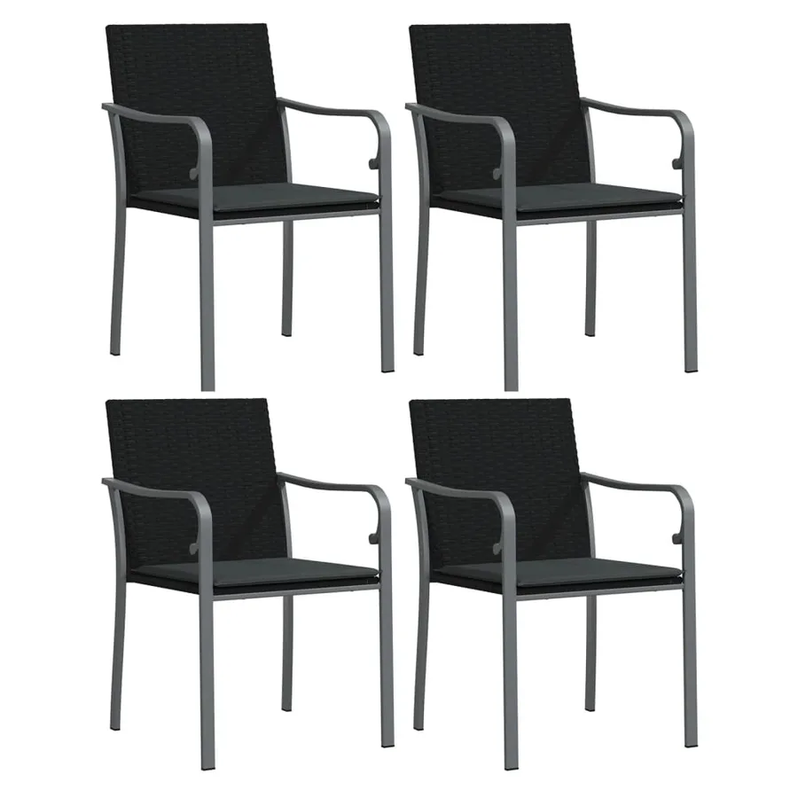 Ensemble à manger de jardin 5 pcs coussins résine tressée acier - 4