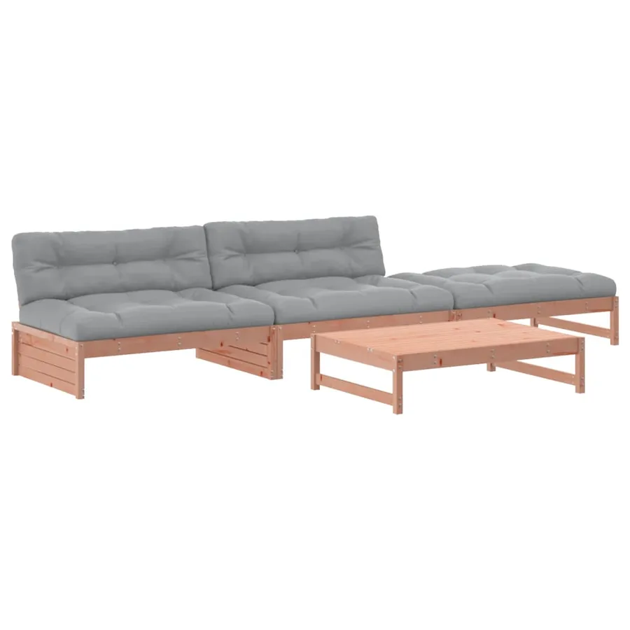 Salon de jardin 4 pcs avec coussins bois massif douglas - 2