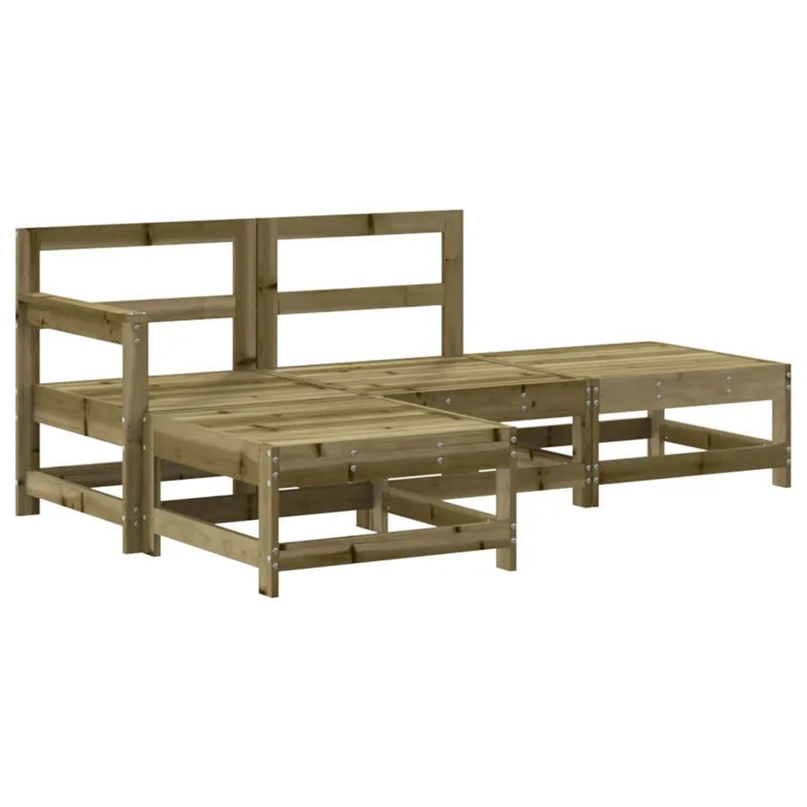 Salon de jardin 4 pcs avec coussins bois de pin imprégné - 3