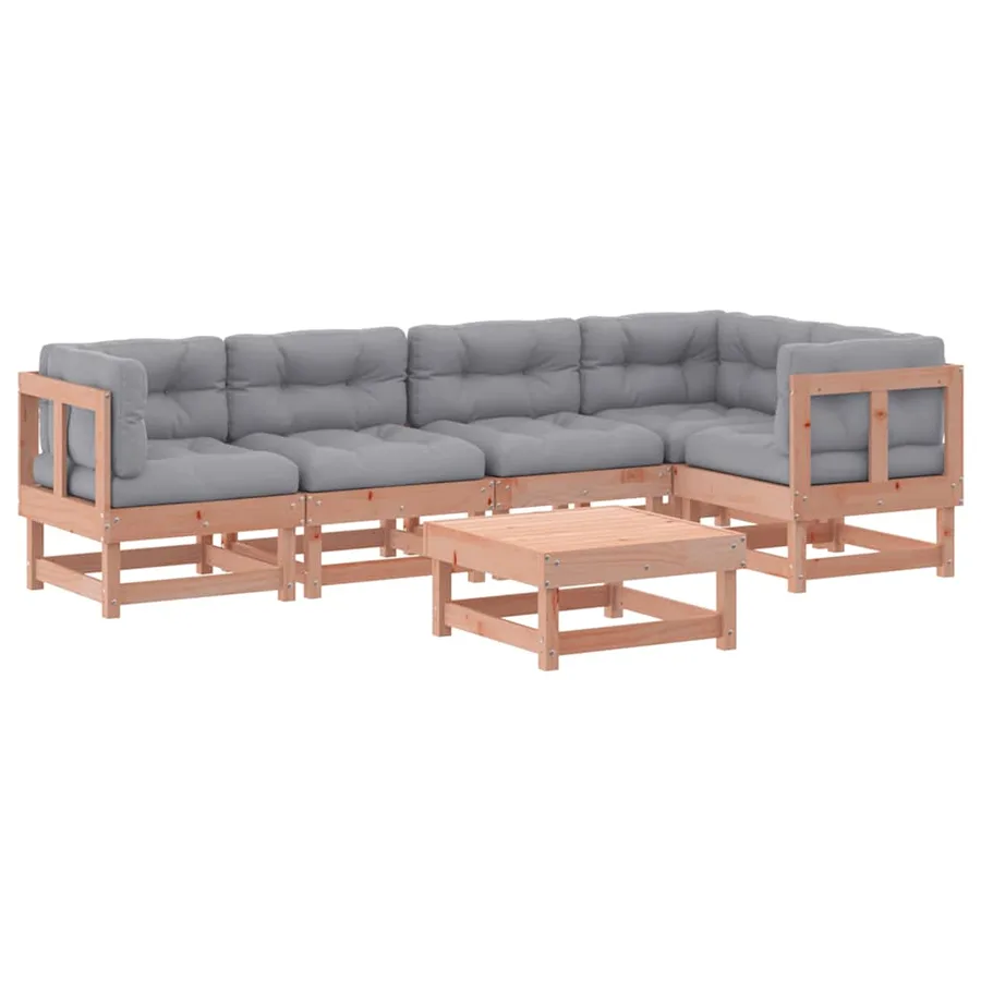 Salon de jardin 6 pcs avec coussins bois massif Douglas - 2