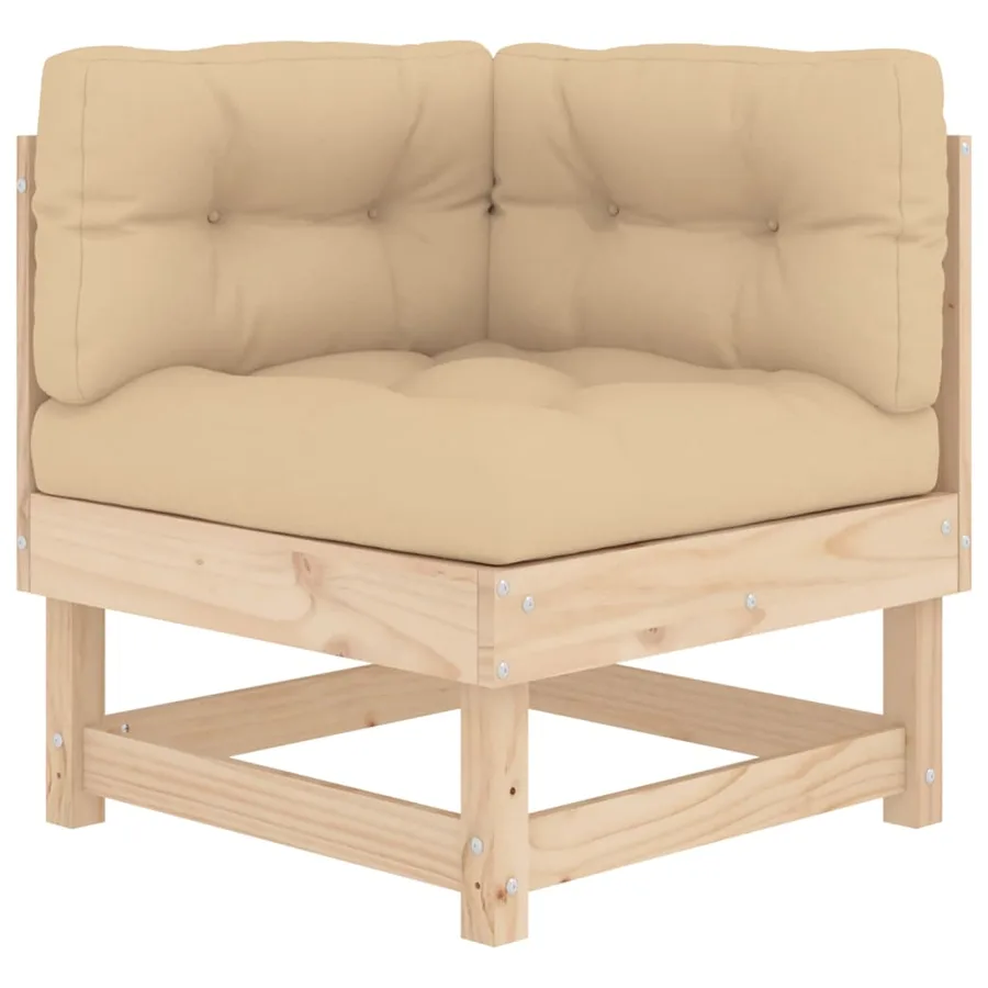 Salon de jardin 6 pcs avec coussins bois massif - 5