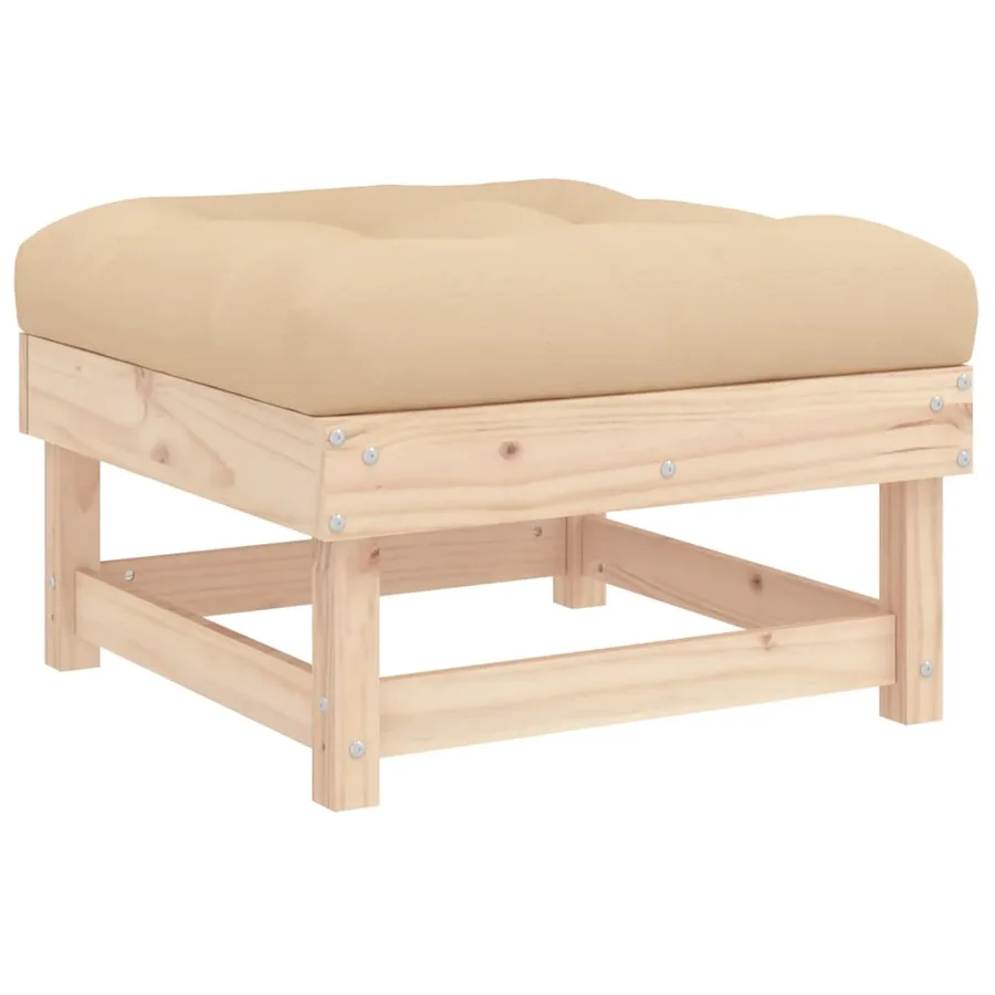 Salon de jardin 6 pcs avec coussins bois massif - 6