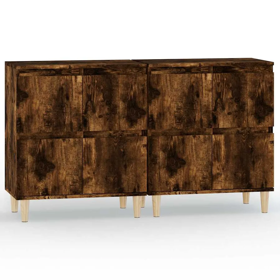 Buffets 2 pcs chêne fumé 60x35x70 cm bois d'ingénierie - 2