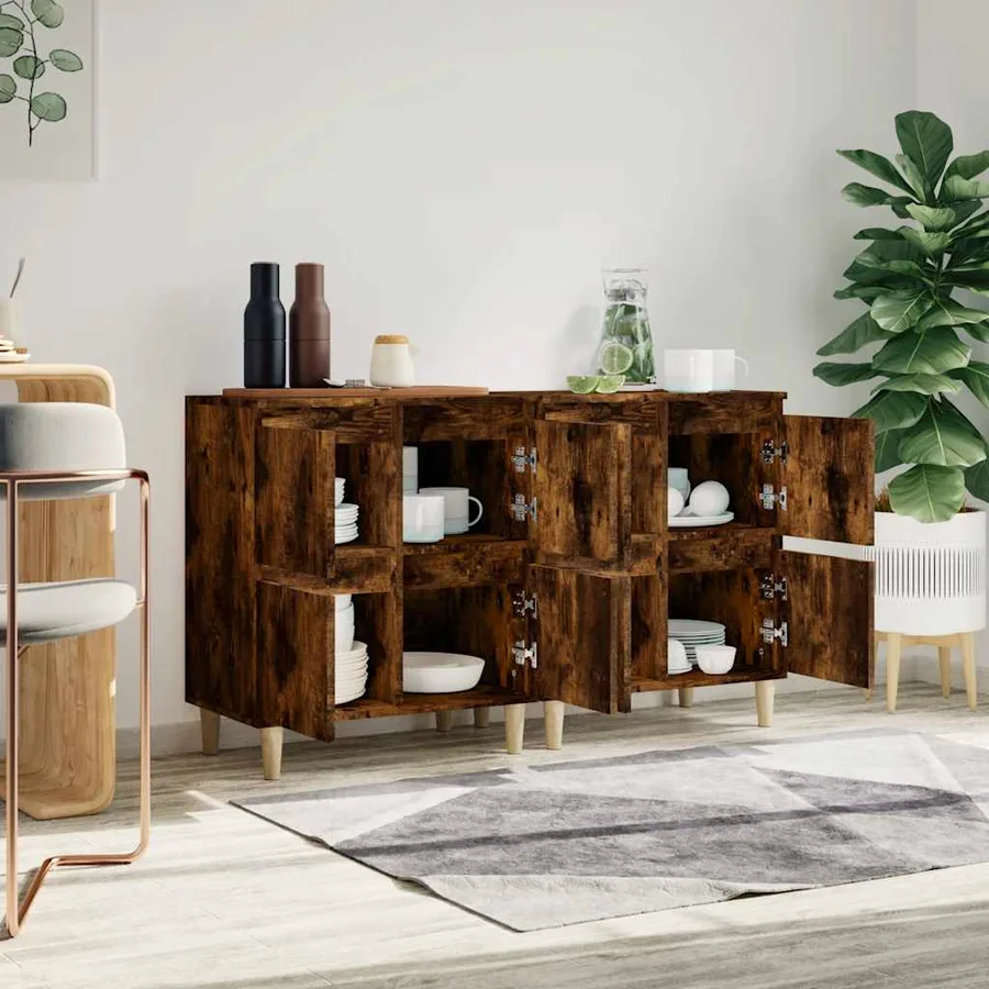Buffets 2 pcs chêne fumé 60x35x70 cm bois d'ingénierie - 3